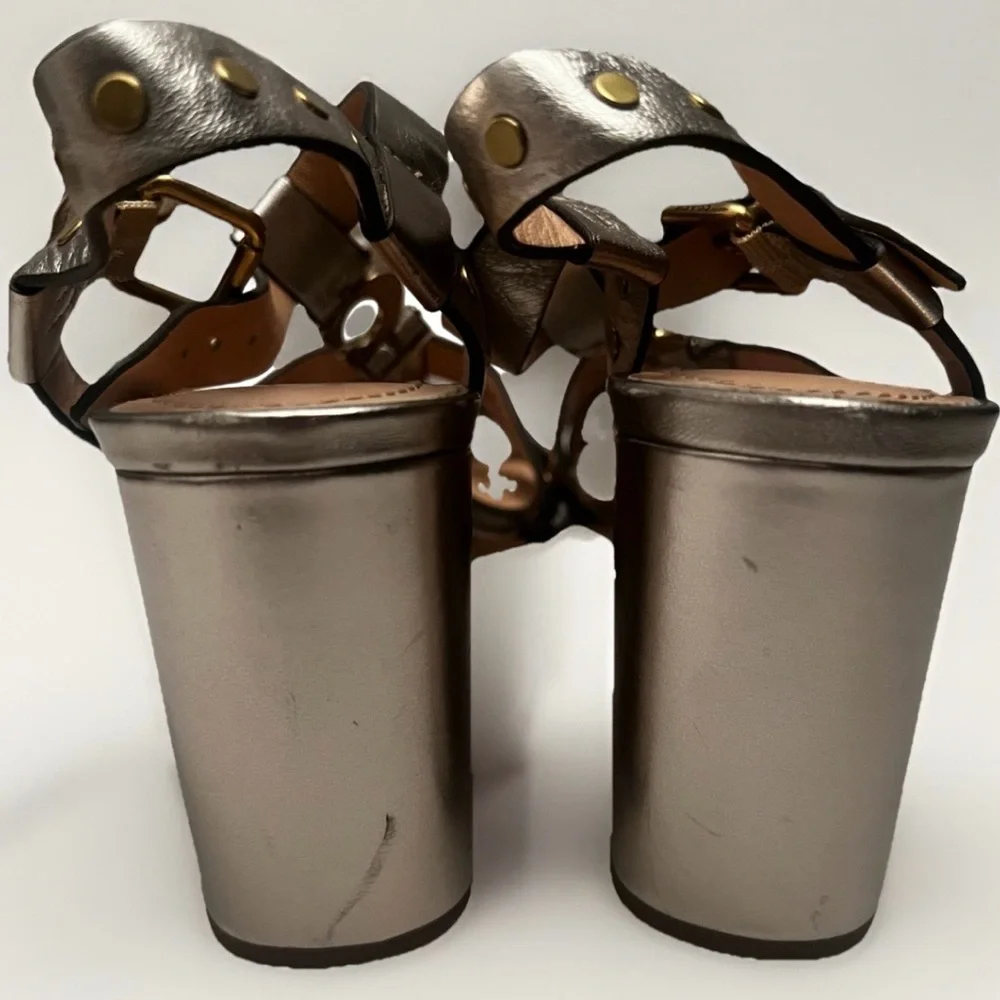 COACH Margaret Champagne Metallic Leather‎ Designer Sandals Shoes Women’s Sz 9